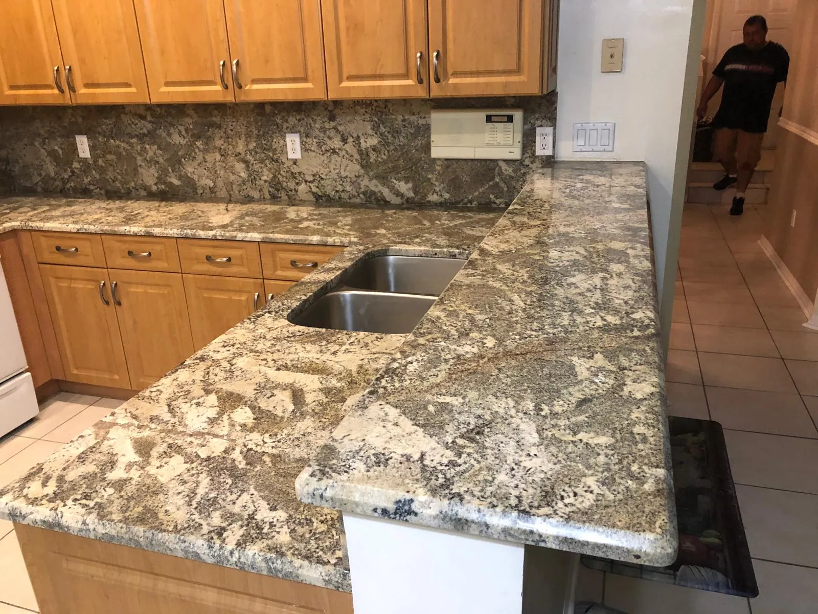 Warm Granite Kitchen, view 1 — custom countertop project in Palm Beach County