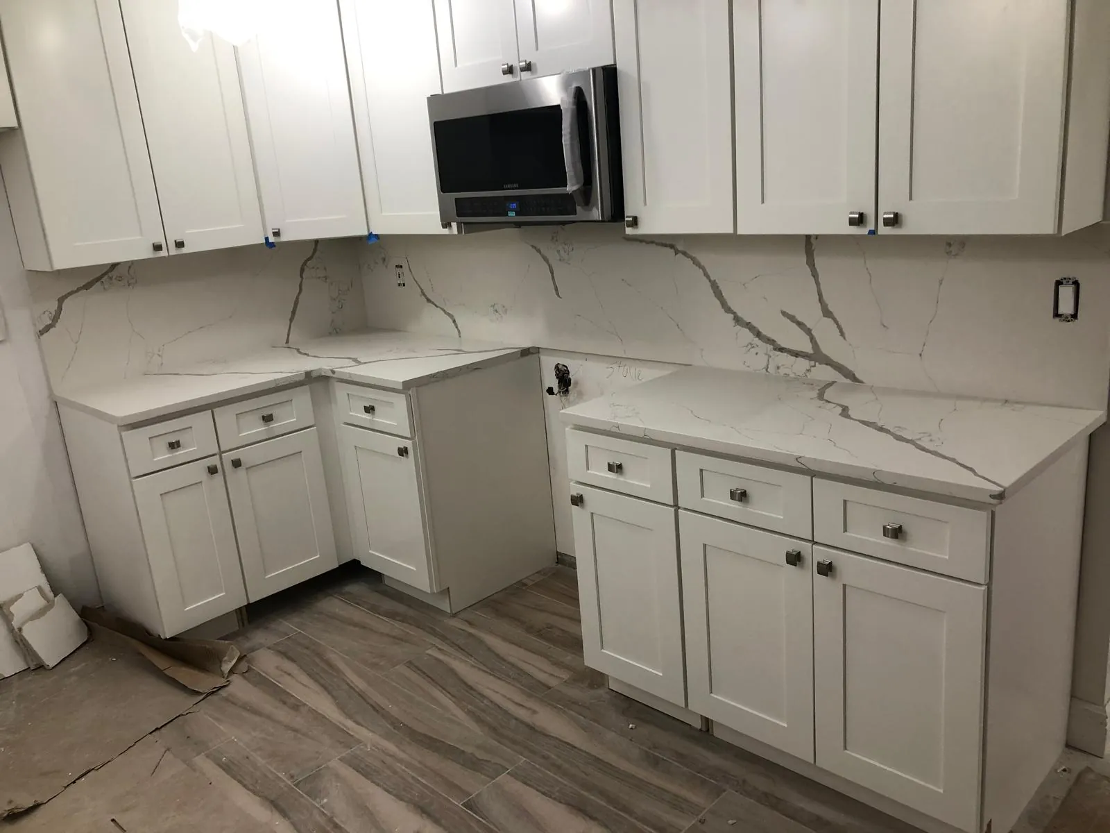 Bright Quartz Kitchen, view 2 — custom countertop project in Palm Beach County