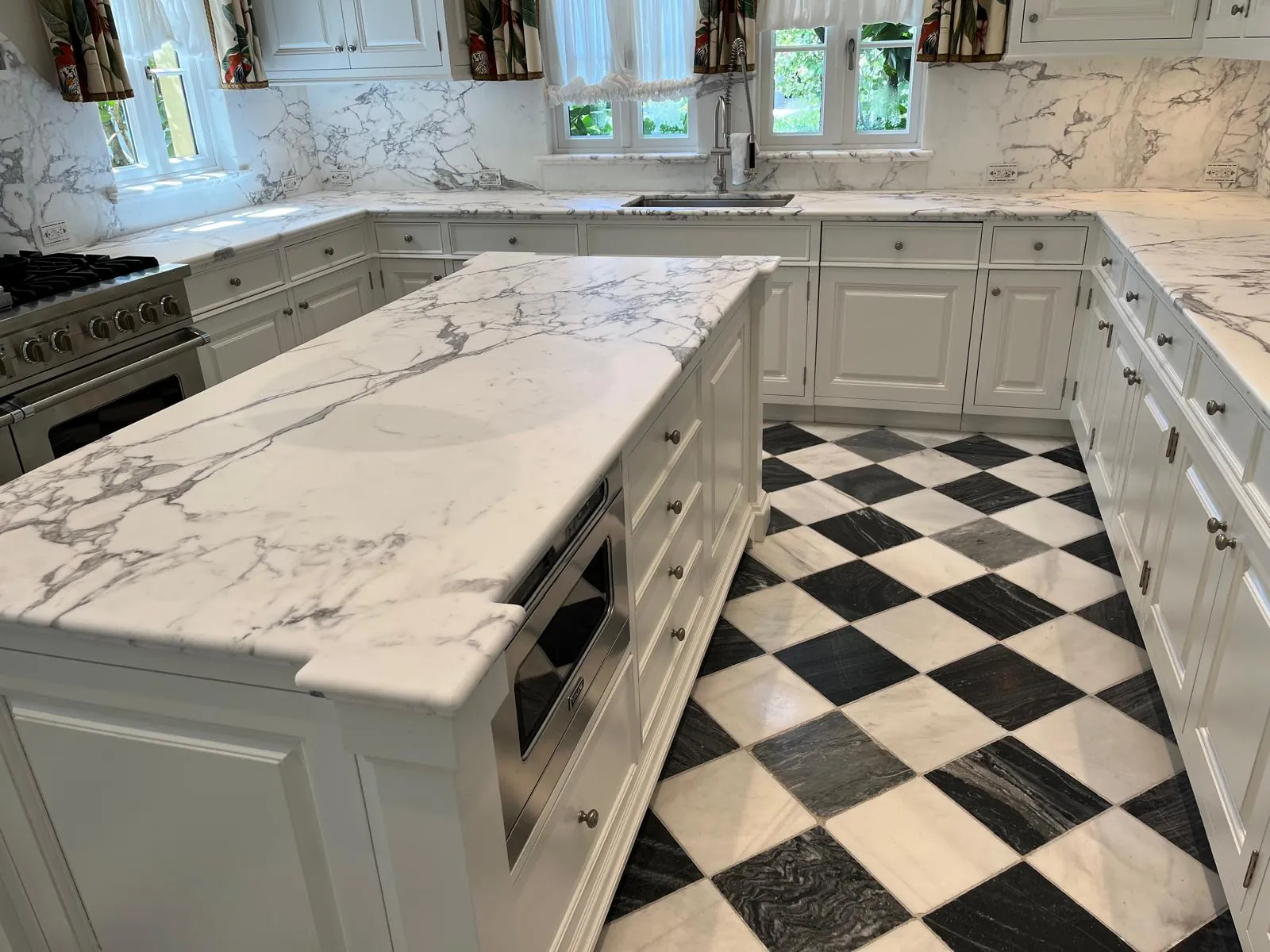 Statement Marble Kitchen, view 2 — custom countertop project in Palm Beach County