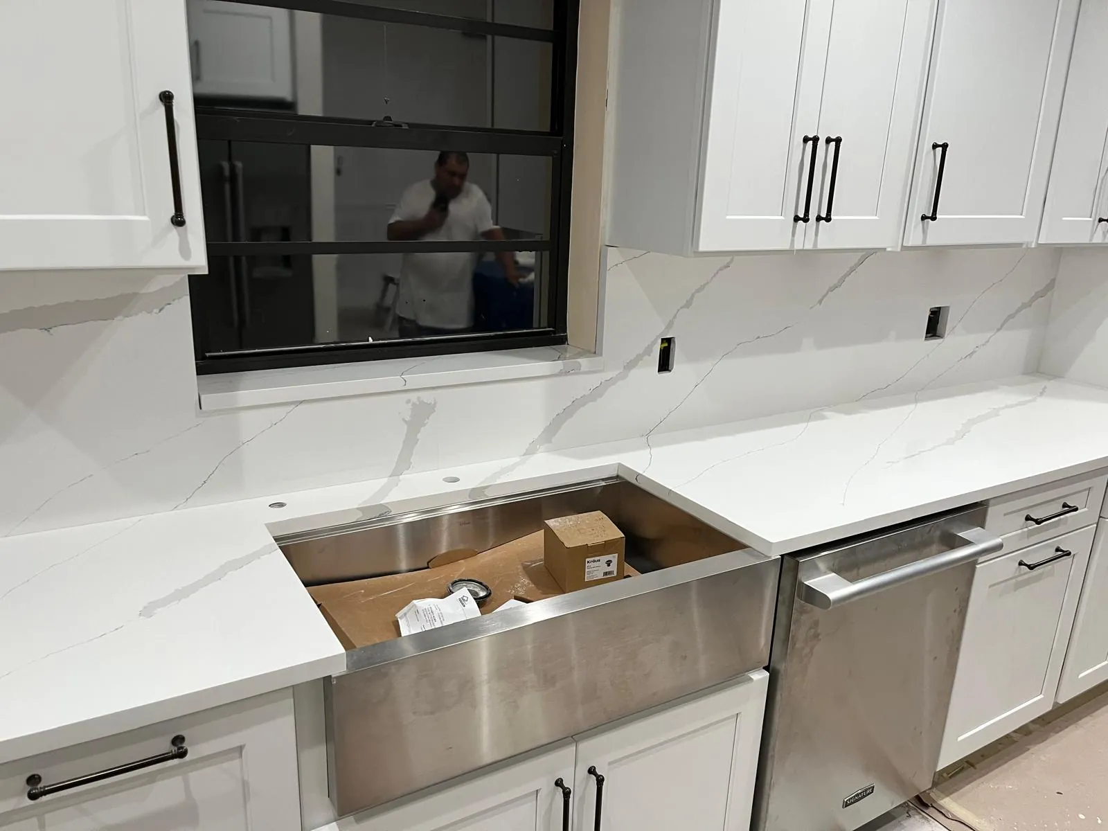Modern White Kitchen, view 2 — custom countertop project in Palm Beach County