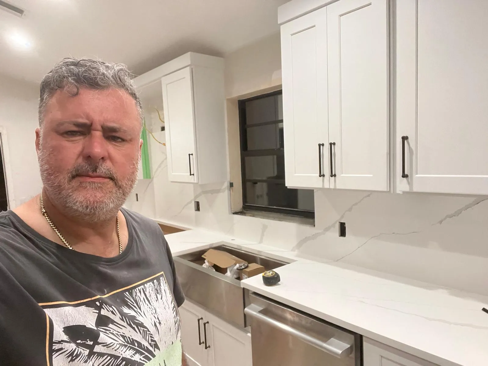 Modern White Kitchen, view 3 — custom countertop project in Palm Beach County
