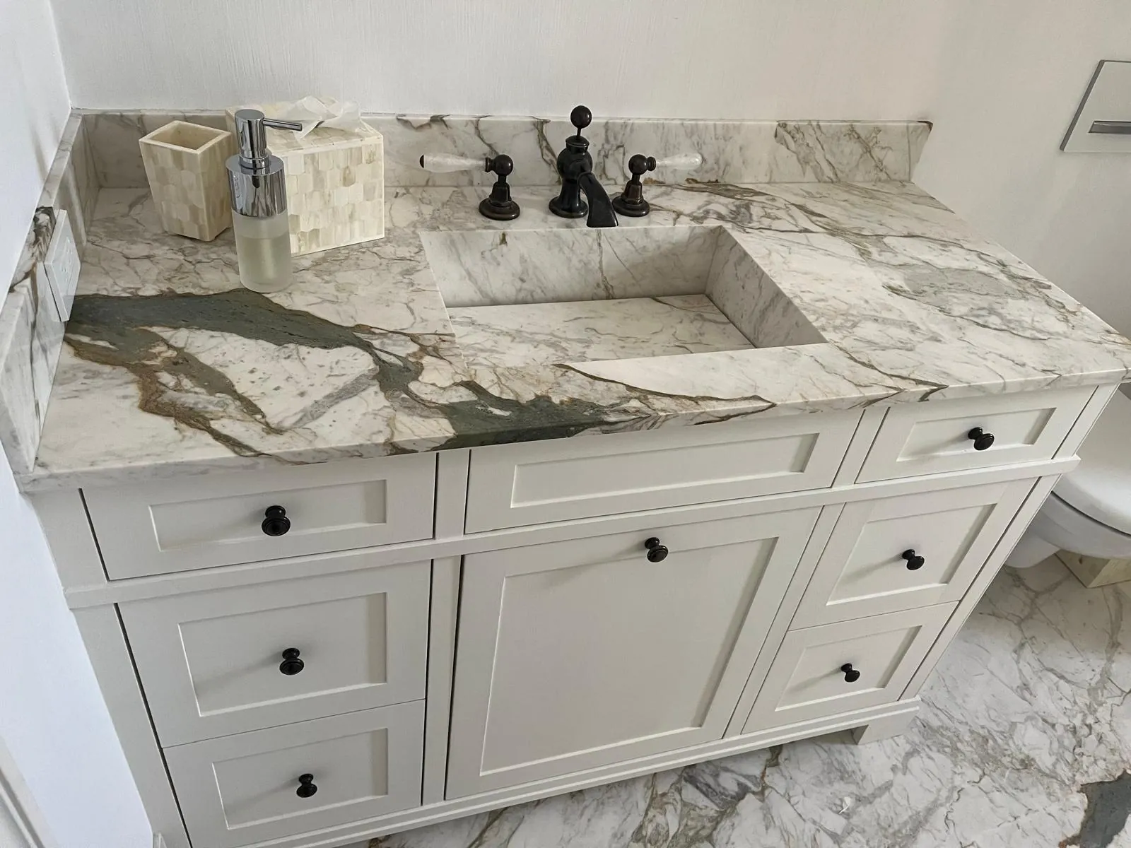 Statement Stone Vanities, view 1 — custom countertop project in Palm Beach County