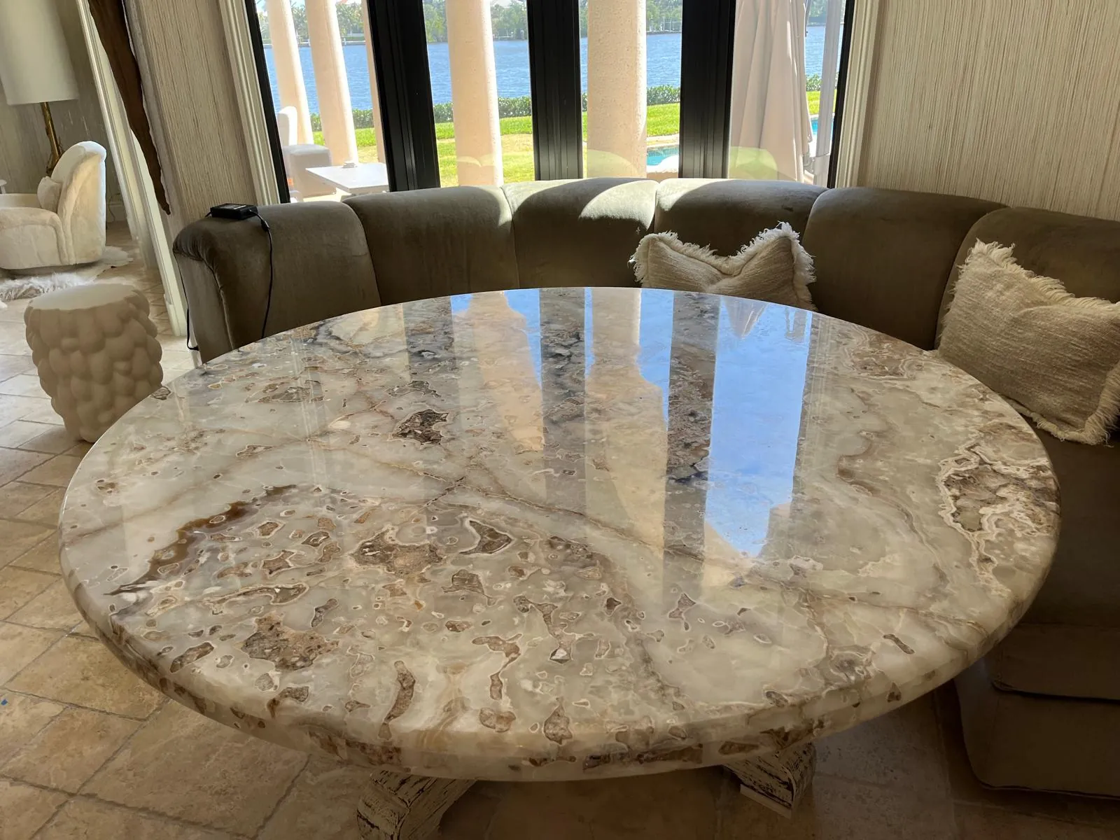 Round Stone Table, view 1 — custom countertop project in Palm Beach County