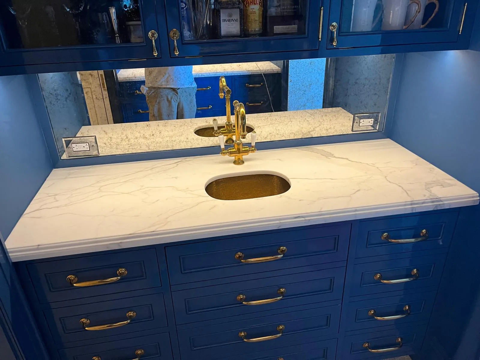 Blue Vanity, view 1 — custom countertop project in Palm Beach County